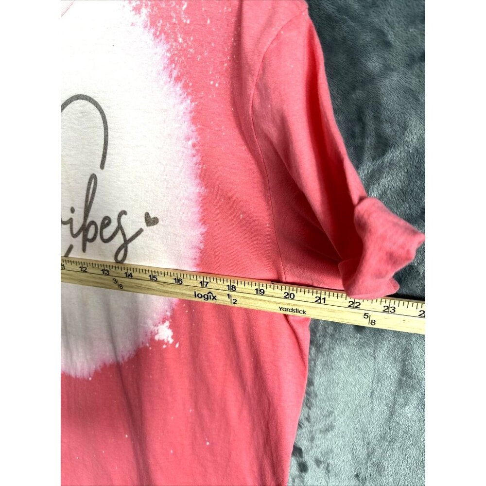 Women’s T-shirt Cozy Vibes Bleached Pink Soft & Comfy Size Adult Large - Picture 6 of 8